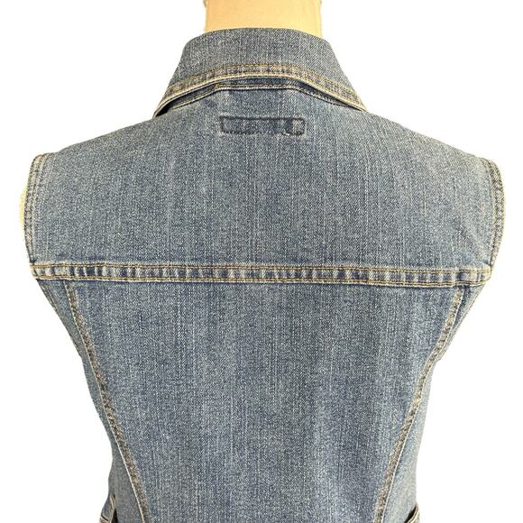 Crazy Horse Denim Vest Women Size M Blue Medium Stone Wash Western Retro 90s Top - Picture 6 of 11